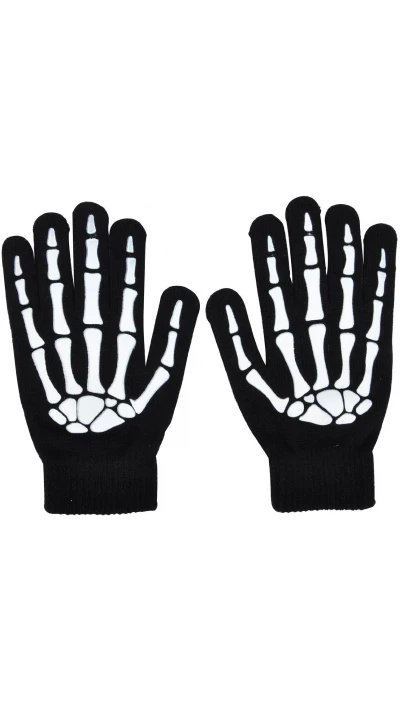 Gruselige Skelett Handschuhe universalgrösse mit Touchscreen Unterstützung