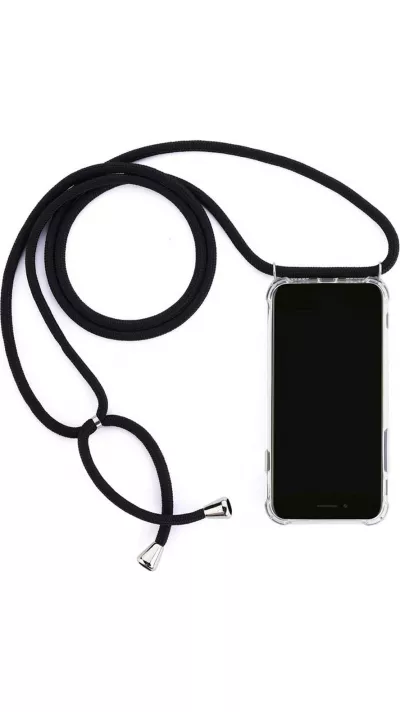 Hülle Samsung Galaxy A52 - Gummi transparent mit Seil - Schwarz