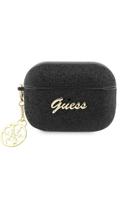 AirPods Pro / Pro 2 Case Hülle - Guess Paillettes Logo Metallisch Gold - Schwarz