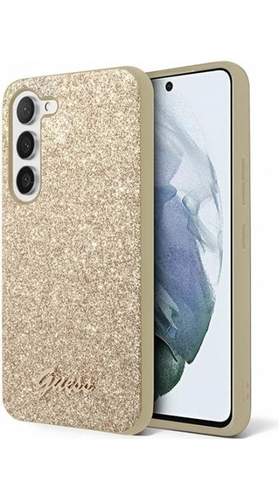 Galaxy S24 Ultra Case Hülle - Guess Gold Paillettes mit goldenem Metall-Logo - Gold