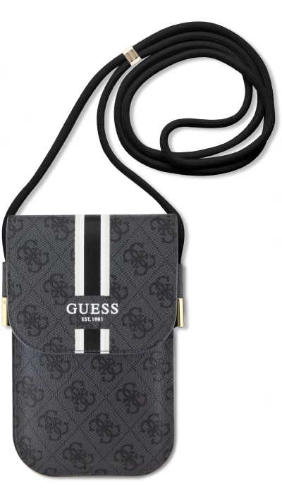 Guess pochette universelle de téléphone monogramme similicuir lanière ajustable et porte-carte - Noir