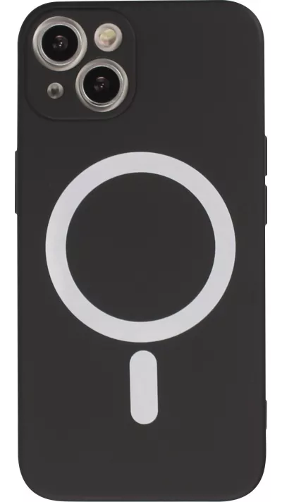 Housse iPhone 13 - Coque en silicone souple avec MagSafe et protection pour caméra - Noir