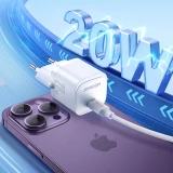 JOYROOM Mini chargeur USB-C 20W PowerDelivery fast charger + câble de charge USB-C vers Lightning - Blanc