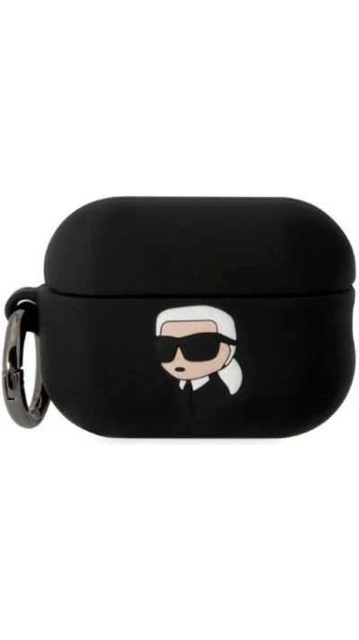 AirPods Pro / Pro 2 Case Hülle - Karl Lagerfeld Silikon 3D Kopf Karl - Schwarz