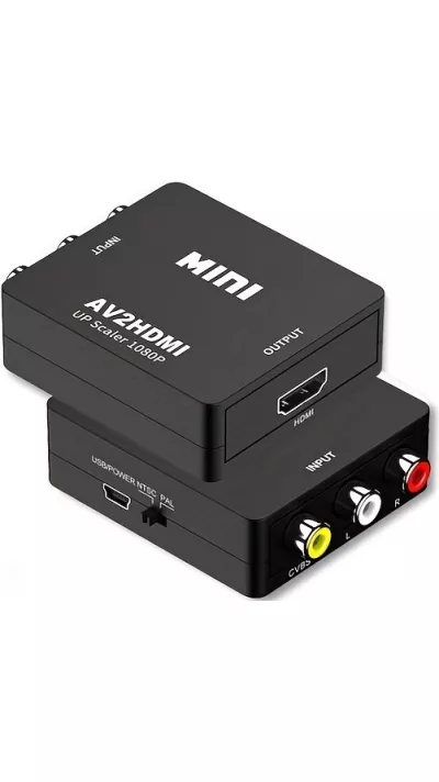 Mini Adapter Cinch RCA AV zu HDMI 1080P Konverter für TV / PC / Spielekonsole - Schwarz