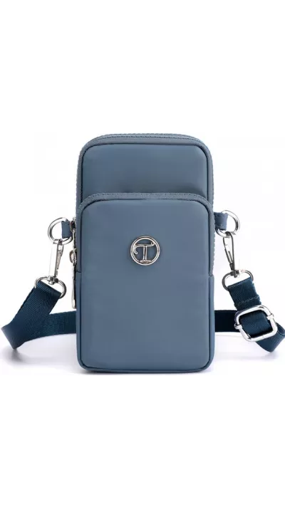 Mini sac bandoulière ultra léger 3 poches avec fermeture éclair et lanière amovible - Bleu