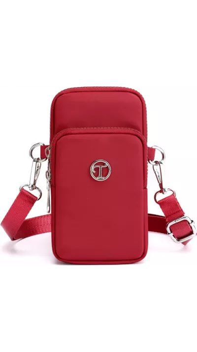 Mini sac bandoulière ultra léger 3 poches avec fermeture éclair et lanière amovible - Rouge