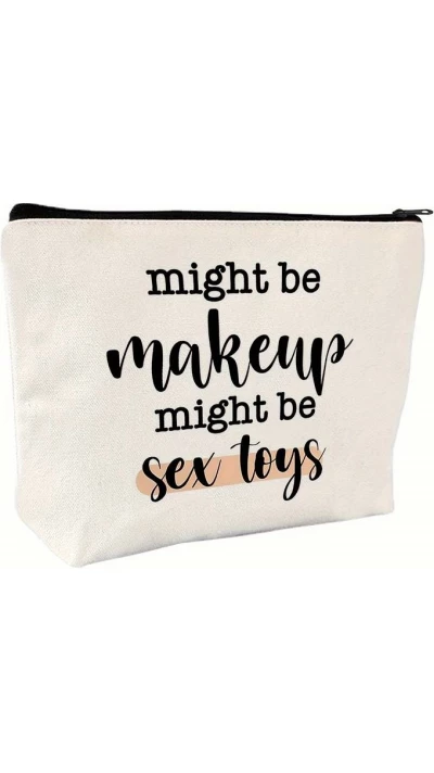 Petite pochette universelle de maquillage ou accessoires avec texte amusant - Beige clair