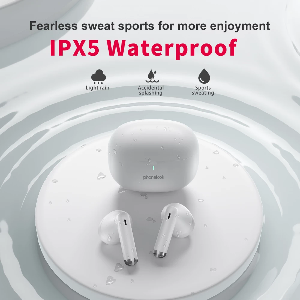 PhoneLook Pods 2 - Ecouteurs Bluetooth 5.3 sans fil TWS In-Ear ENC + boîte de chargement - Blanc