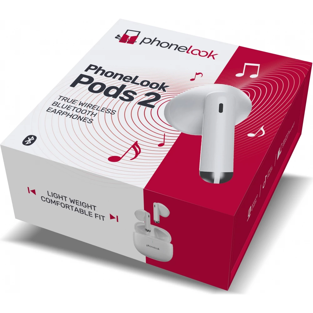 PhoneLook Pods 2 - Ecouteurs Bluetooth 5.3 sans fil TWS In-Ear ENC + boîte de chargement - Blanc