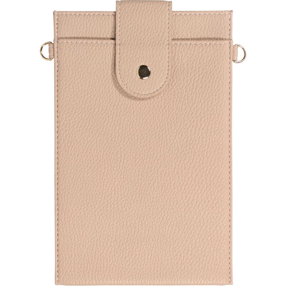 Elegante universelle Smartphone Umhängetasche aus veganem Leder inkl. Umhängegurt aus Leder (vegan) - Beige