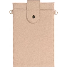 Elegante universelle Smartphone Umhängetasche aus veganem Leder inkl. Umhängegurt aus Leder (vegan) - Beige