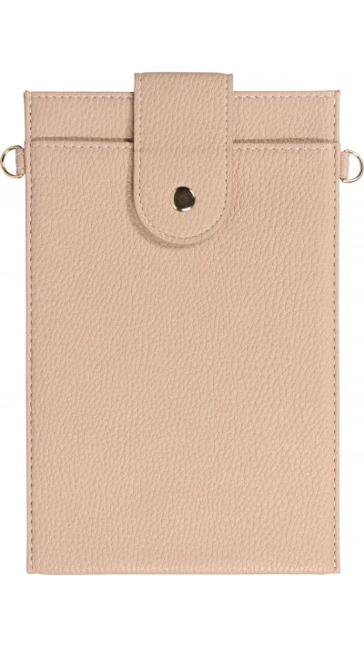 Elegante universelle Smartphone Umhängetasche aus veganem Leder inkl. Umhängegurt aus Leder (vegan) - Beige