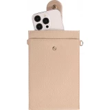 Elegante universelle Smartphone Umhängetasche aus veganem Leder inkl. Umhängegurt aus Leder (vegan) - Beige