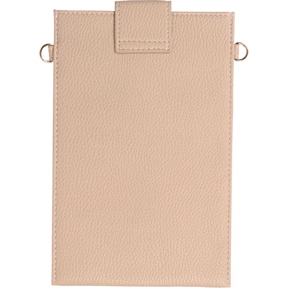 Elegante universelle Smartphone Umhängetasche aus veganem Leder inkl. Umhängegurt aus Leder (vegan) - Beige