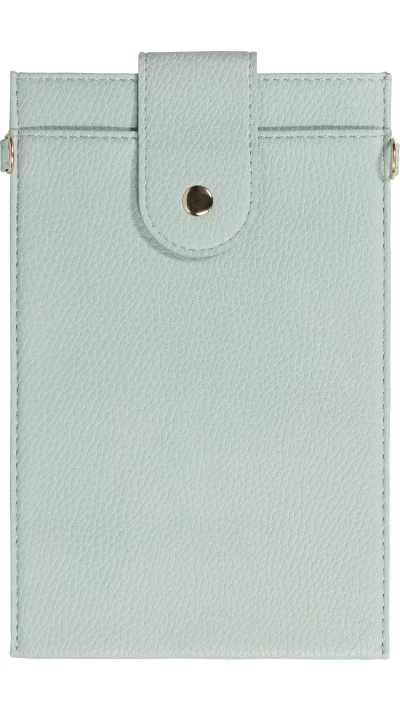 Elegante universelle Smartphone Umhängetasche aus veganem Leder inkl. Umhängegurt aus Leder (vegan) - Hellblau