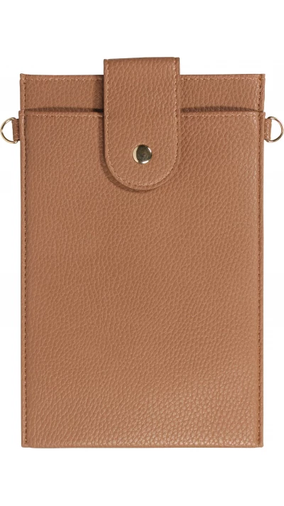 Elegante universelle Smartphone Umhängetasche aus veganem Leder inkl. Umhängegurt aus Leder (vegan) - Braun