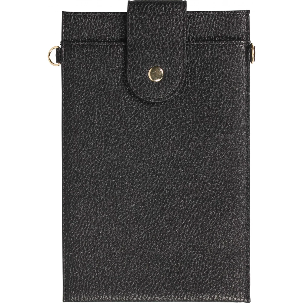 Elegante universelle Smartphone Umhängetasche aus veganem Leder inkl. Umhängegurt aus Leder (vegan) - Schwarz