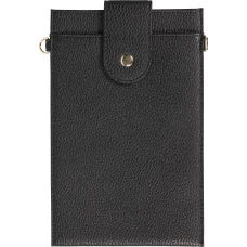 Elegante universelle Smartphone Umhängetasche aus veganem Leder inkl. Umhängegurt aus Leder (vegan) - Schwarz