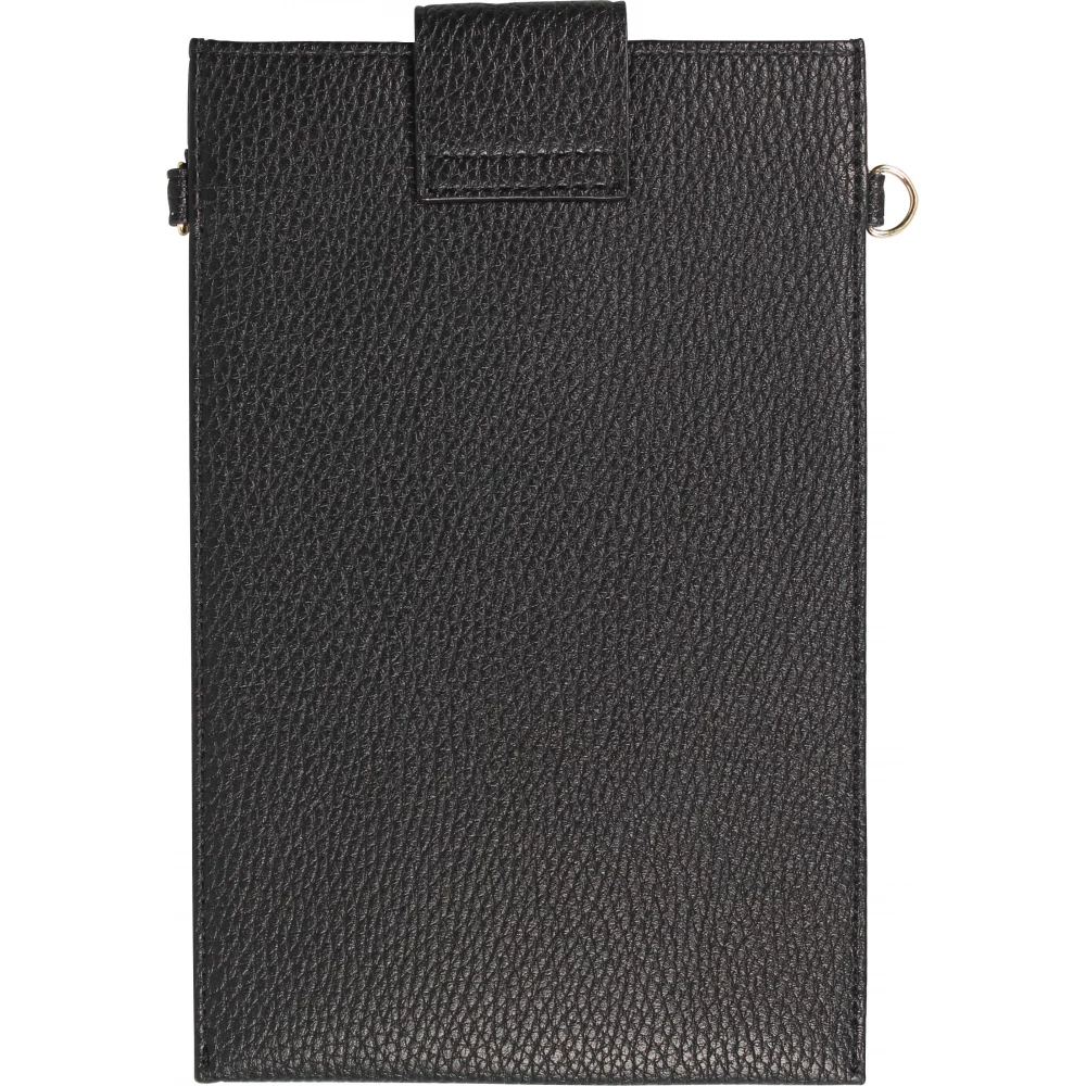 Elegante universelle Smartphone Umhängetasche aus veganem Leder inkl. Umhängegurt aus Leder (vegan) - Schwarz
