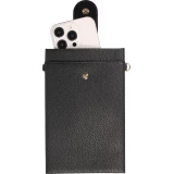 Elegante universelle Smartphone Umhängetasche aus veganem Leder inkl. Umhängegurt aus Leder (vegan) - Schwarz