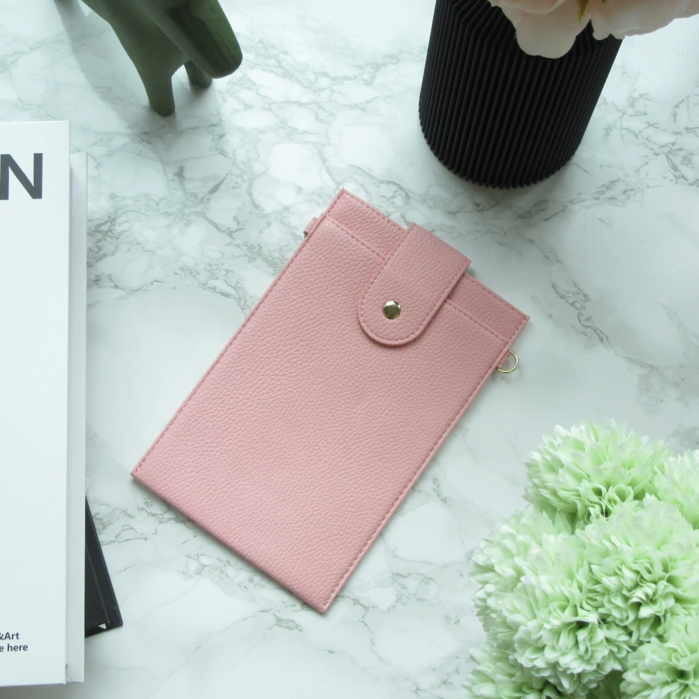 Elegante universelle Smartphone Umhängetasche aus veganem Leder inkl. Umhängegurt aus Leder (vegan) - Rosa