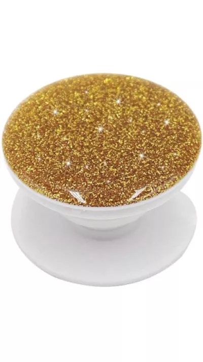 Pop Socket 3D Paillettes - Support de doigt interchangeable pour Smartphone / Tablettes - Or
