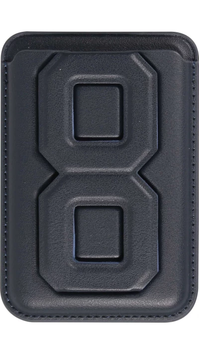 Magnetischer Kartenhalter wallet MagSafe veganes Leder mit starkem Magneten und integriertem Klappständer - Dunkelblau