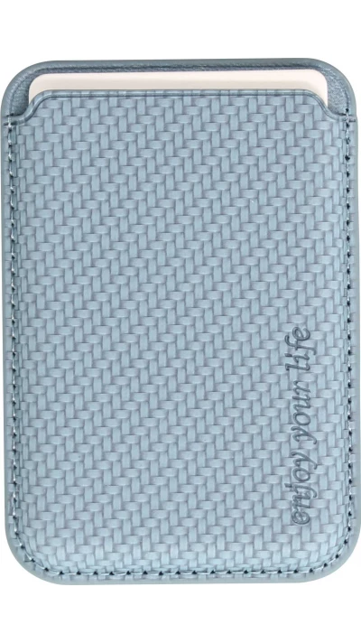 Magnetischer Kartenhalter Wallet Carbon Effekt - Kompatibel mit Apple MagSafe - Blau