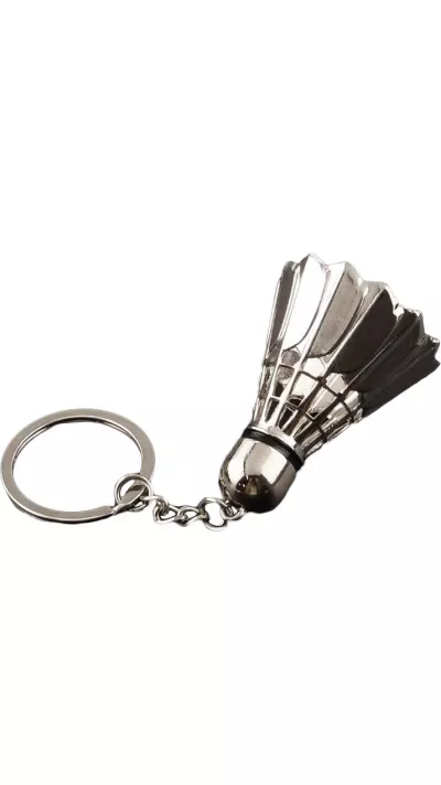 Universeller Schlüsselanhänger / Schlüsselring - Federball 3D Badminton - Silber