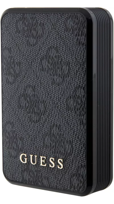 PowerBank Guess kompakt 10000mAh Leinwand Kunstleder mit Monogramm tragbare Ladegerät und Autonomieanzeige - Grau