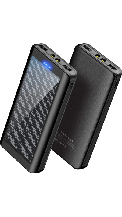 Solar Power Bank Outdoor 30000mAh Dual USB LED Hochkapazität - Schwarz