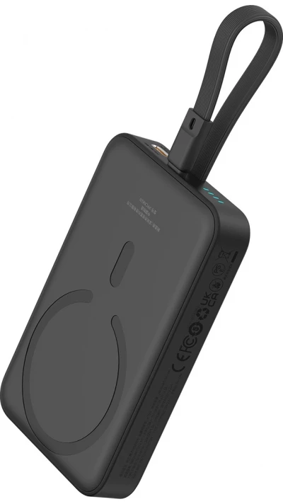 Baseus Magnetische Powerbank 10000mAh 20W mit integriertem Lightning-Kabel und 60W USB-C - Schwarz