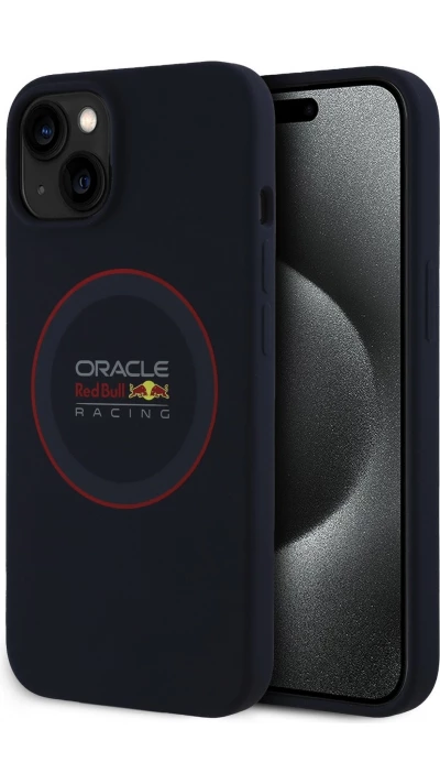 Coque iPhone 13 - Red Bull Racing MagSafe en silicone avec anneau rouge - Marine