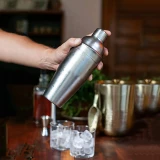 Set complet (5 pièces) de shaker à cocktail - Outils de bar en acier inoxydable pour mixologie - Argent