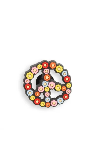 Charm bijou 3D pour coque avec trous style Crocs - Peace Sign Flowers