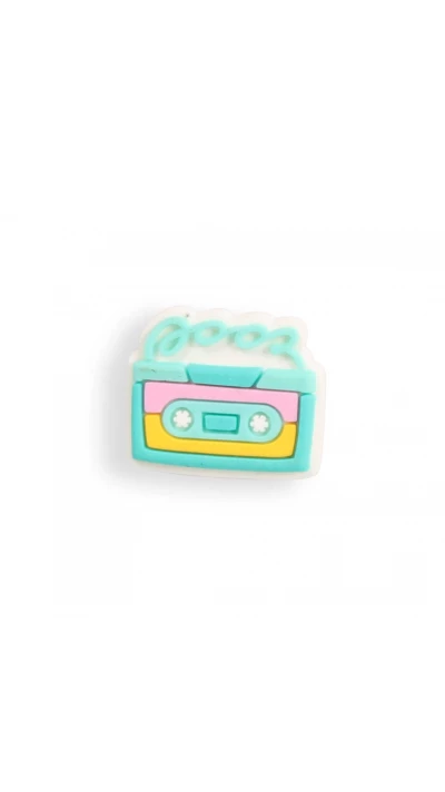 Charm bijou 3D pour coque avec trous style Crocs - Vintage Retro Casette