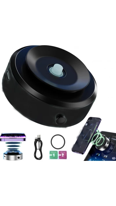 Support Téléphone Magnétique (MagSafe) extra fort avec vacuum et port USB-C pour écrans et surfaces lisses - Noir