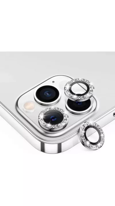 iPhone 11 Pro / 11 Pro Max - Schutzringe für Kamera Linsen iPhone mit Glitzernden Diamanten - Silber